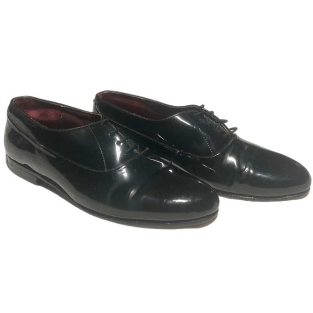 Brentano Dress Shoes Mens Size 9 Black Patent Leather Tuxedo Oxford Formal